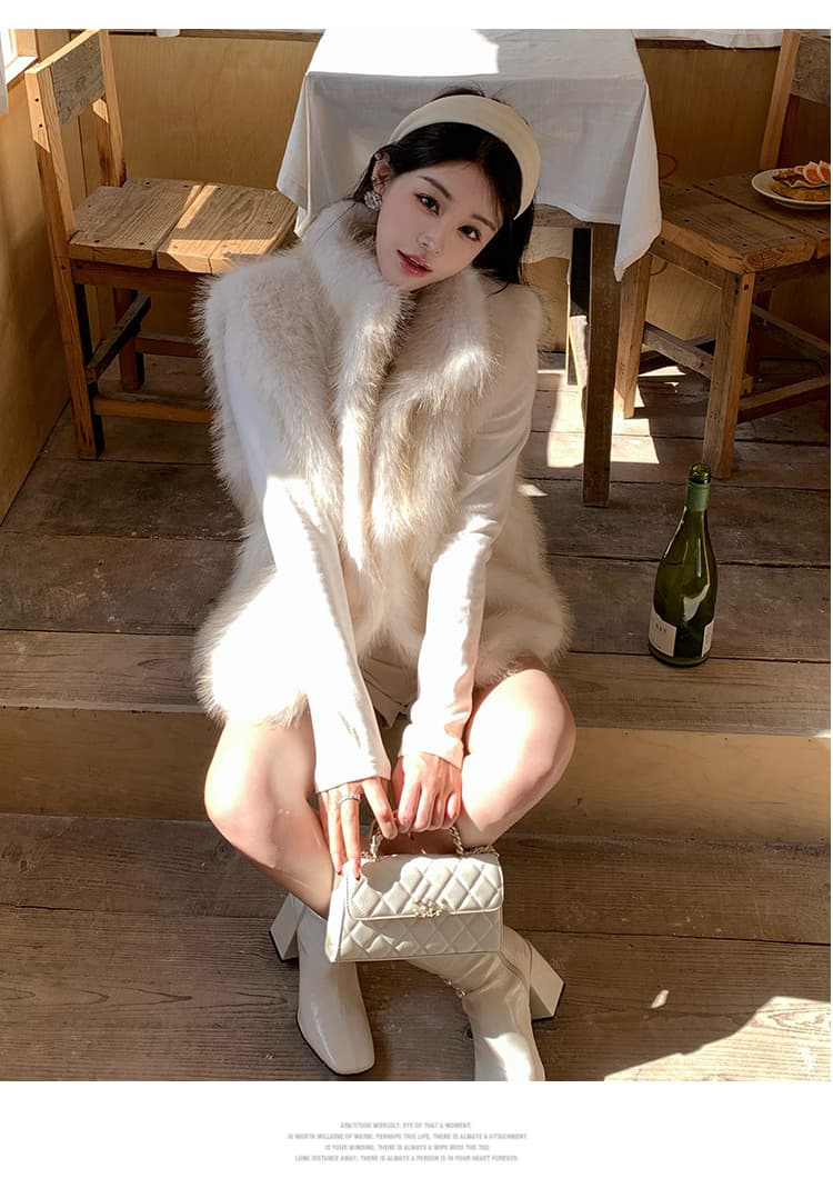 실사 한국 스타일 새로운 영 섹션 중간 길이 환경 보호 모피 베스트 슬림해 보이는 품격 모피 재킷 조끼 여성 상세 이미지 14