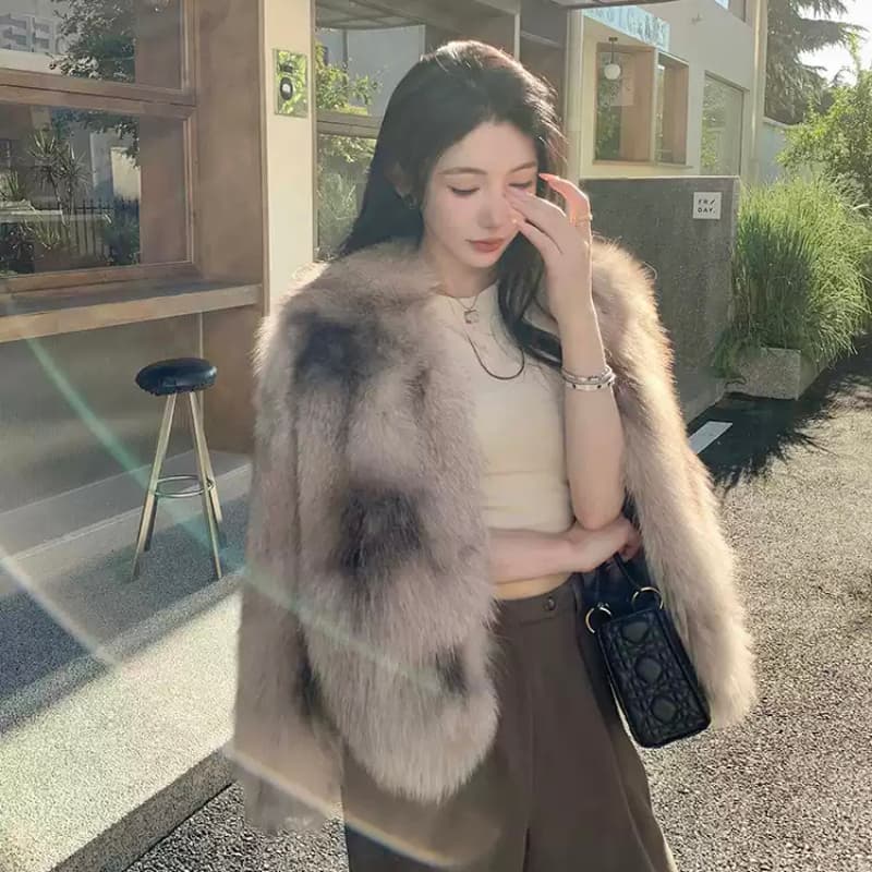 빅토리아 겨울 새로운 전체 가죽 핀란드 가져 오기 여우털 모피 재킷 패션 고급 모피 여성 이미지 2