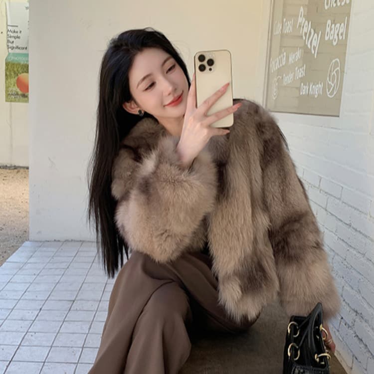 빅토리아 겨울 새로운 전체 가죽 핀란드 가져 오기 여우털 모피 재킷 패션 고급 모피 여성