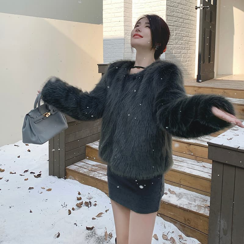 실사 겨울 한국 스타일 새로운 모방 여우털 모피 조끼 여자 두꺼운 환경 보호 모피 외부 가져 가라. 솜을 넣은 재킷