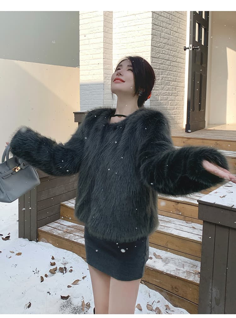 실사 겨울 한국 스타일 새로운 모방 여우털 모피 조끼 여자 두꺼운 환경 보호 모피 외부 가져 가라. 솜을 넣은 재킷 상세 이미지 18