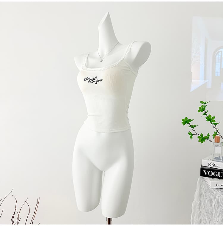 여름 새로운 핫걸 바람 레이스 측면 슬립 가슴 패드 조끼 여성 외출용 인사이드 가져 가라. 달콤한 매운맛 한국 스타일 아름다움 뒤쪽에 의류 상세 이미지 3