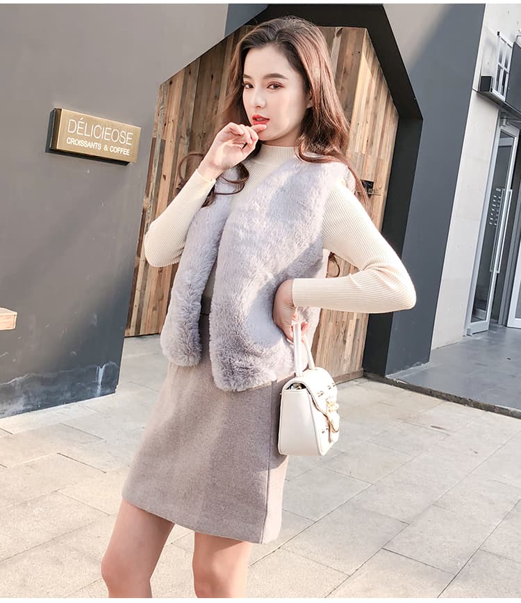 실사 쇼트 스타일 베스트 가을 겨울 새로운 모방 수달 털 모피 조끼 여자 다용도 어깨 토끼털 조끼 자켓 상세 이미지 18