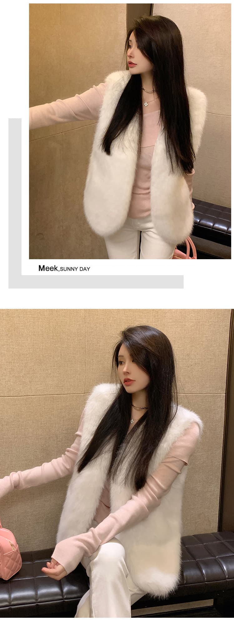 실사 한국 스타일 겨울 새로운 모방 여우털 모피 여성 불규칙 쇼트 스타일 환경 보호 모피 베스트 조끼 어깨 상세 이미지 13