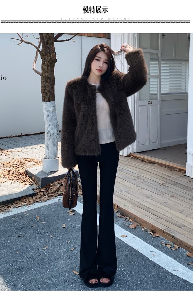 실사 한국 스타일 겨울 새로운 환경 보호 여우털 모피 여성 코트 영 섹션 지원 카드 모방 모피 브라운 코트 상세 이미지 8