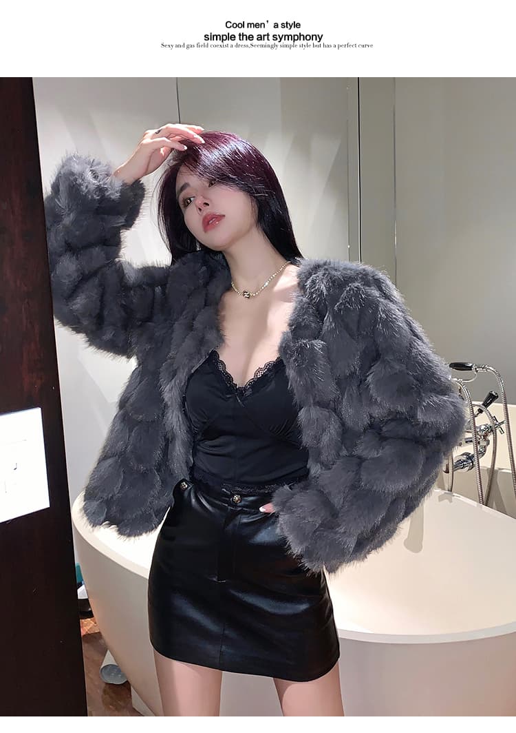 실사 겨울 새로운 한국 스타일 품격 모방 여우털 모피 영 섹션 마술 광장 모피 코트 여성 코트 상세 이미지 6