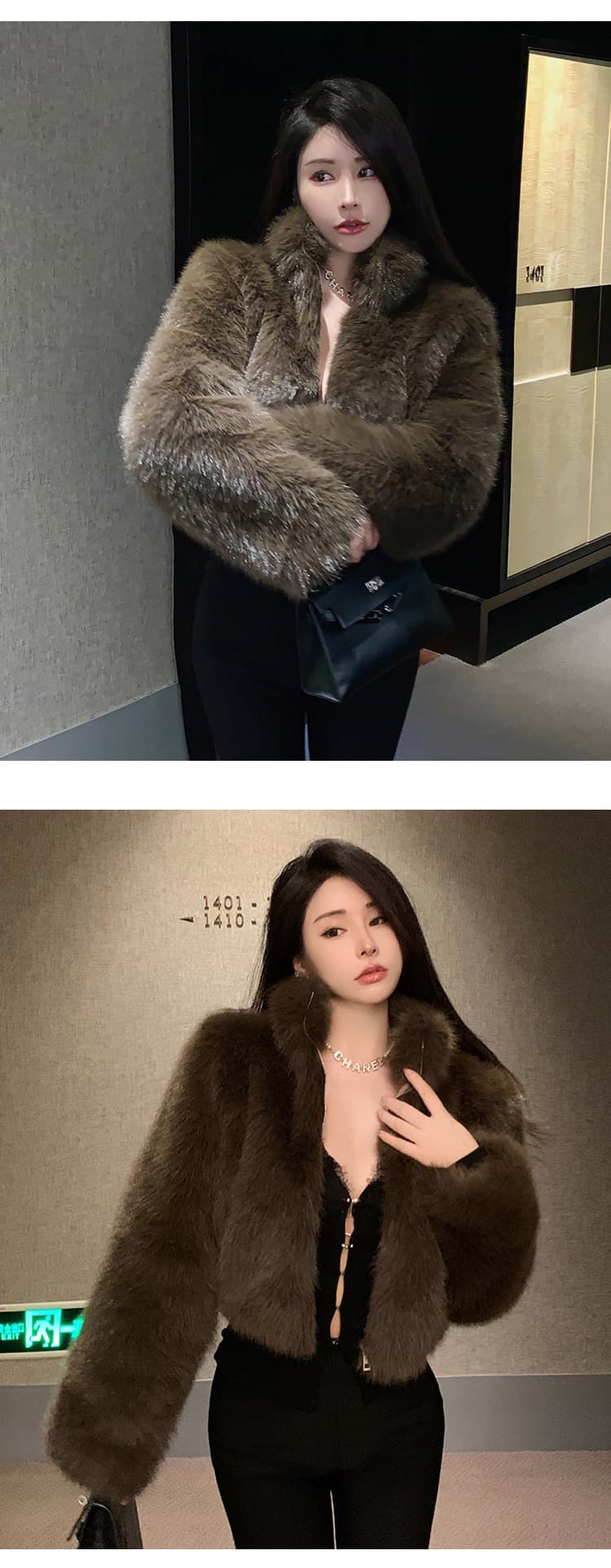 실사 스탠드 칼라 쇼트 스타일 모방 여우털 모피 재킷 겨울 작은 키 지원 카드 환경 보호 모피 영 섹션 맨위 상세 이미지 8