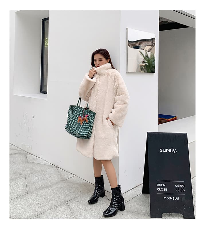 실사 한국 스타일 새로운 환경 보호 모피 수달 털 모피 재킷 모방 세토 토끼털 무릎 아래 솜을 넣은 롱 코트 코트 여성 상세 이미지 20