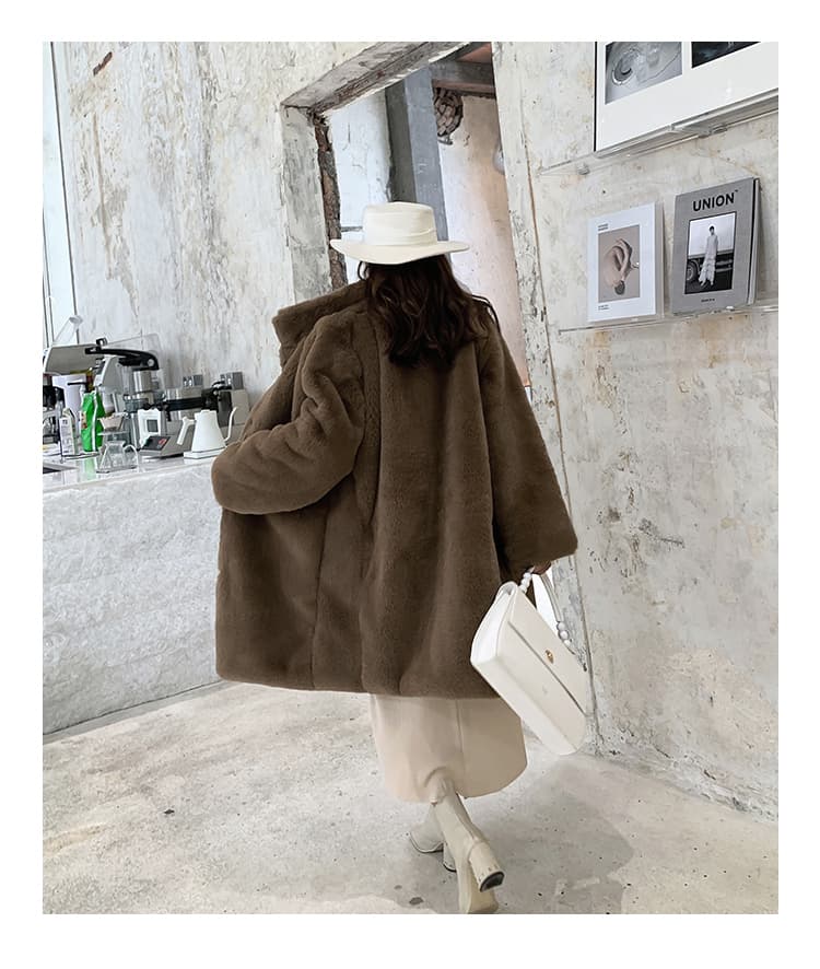 실사 한국 스타일 새로운 환경 보호 모피 수달 털 모피 재킷 모방 세토 토끼털 무릎 아래 솜을 넣은 롱 코트 코트 여성 상세 이미지 37