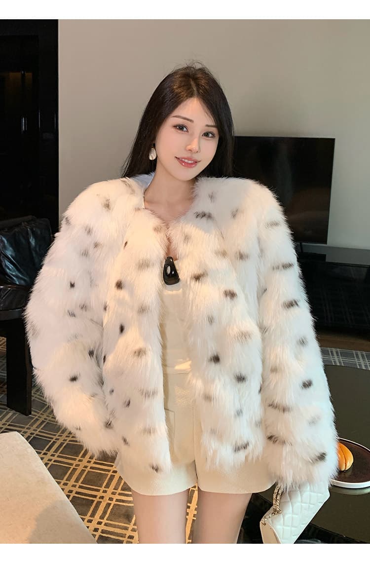 실사 작은 우유 표범 모방 여우털 겨울 새로운 라운드 넥 환경 보호 모피 재킷 영 섹션 한국 스타일 코트 여성 상세 이미지 14