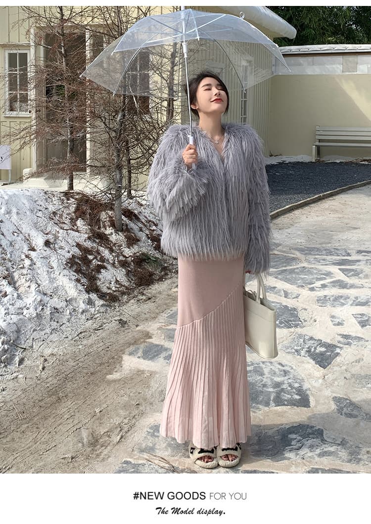 실사 겨울 새로운 술 모방 여우털 모피 품격 영 섹션 환경 보호 짜임 너구리 모피 여성 코트 상세 이미지 15