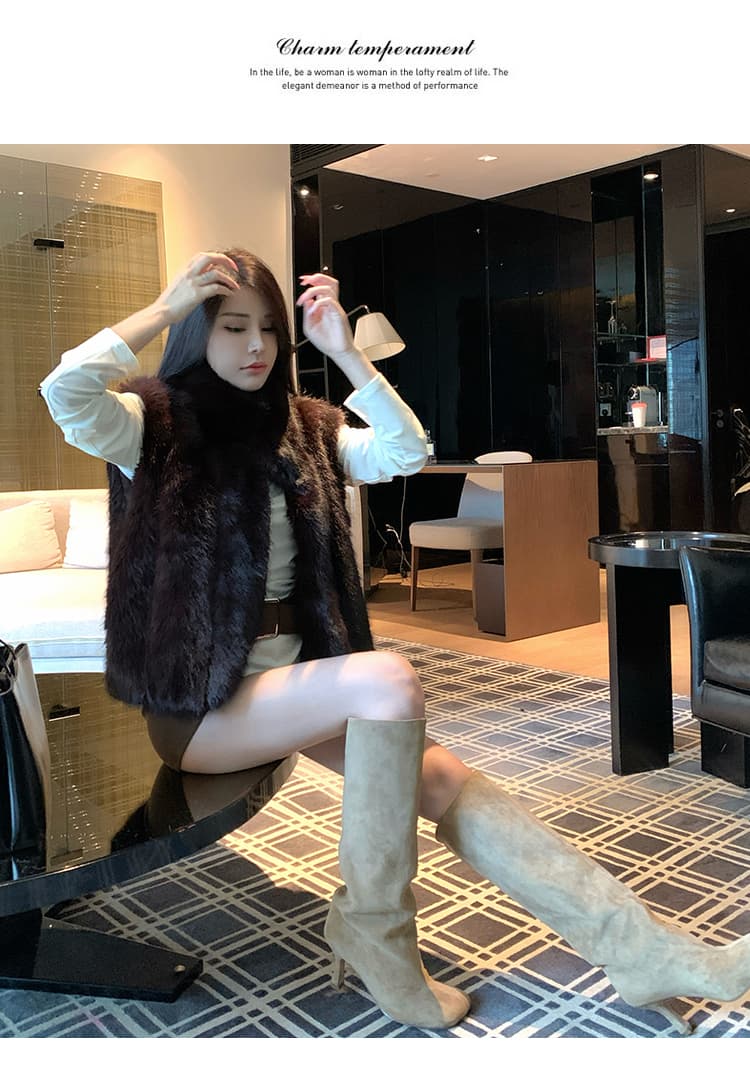 실사 모피 베스트 겨울 새로운 한국 스타일 쇼트 스타일 모피 재킷 조끼 민소매 환경 보호 여우털 코트 여성 상세 이미지 10