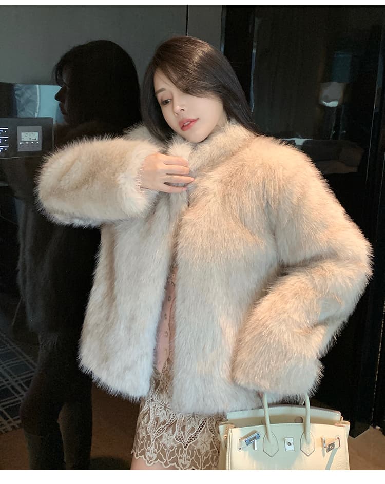 실사 c 조금 천 골드 겨울 새로운 한국 스타일 모피 세련된 환경 보호 가져 오기 여우털 모피 여성 코트 상세 이미지 42