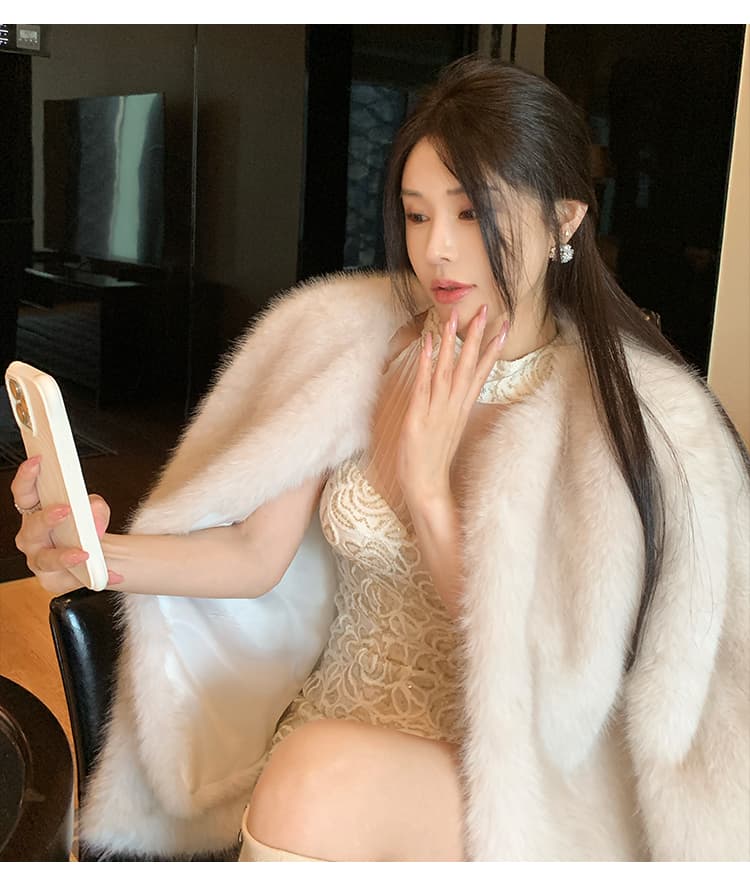 실사 한국 스타일 겨울 와니 안 중년 모방 너구리 모피 모피 코트 쇼트 스타일 슬림해 보이는 환경 보호 모피 재킷 상세 이미지 18