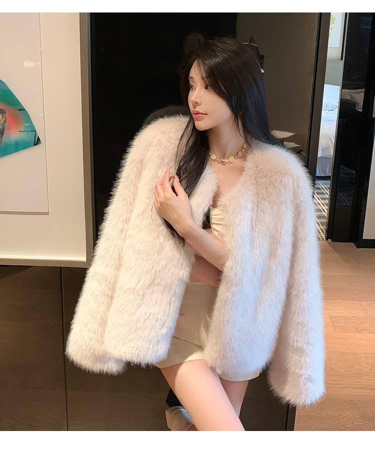 실사 한국 스타일 겨울 와니 안 중년 모방 너구리 모피 모피 코트 쇼트 스타일 슬림해 보이는 환경 보호 모피 재킷 상세 이미지 32
