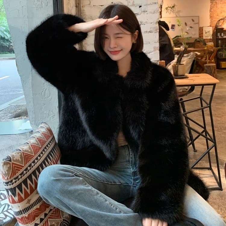 모방 수달 모피 재킷 겨울 중간 길이 모방 렉스 토끼 털 영 섹션 환경 보호 모피 새로운 모피 코트 여성 이미지 3