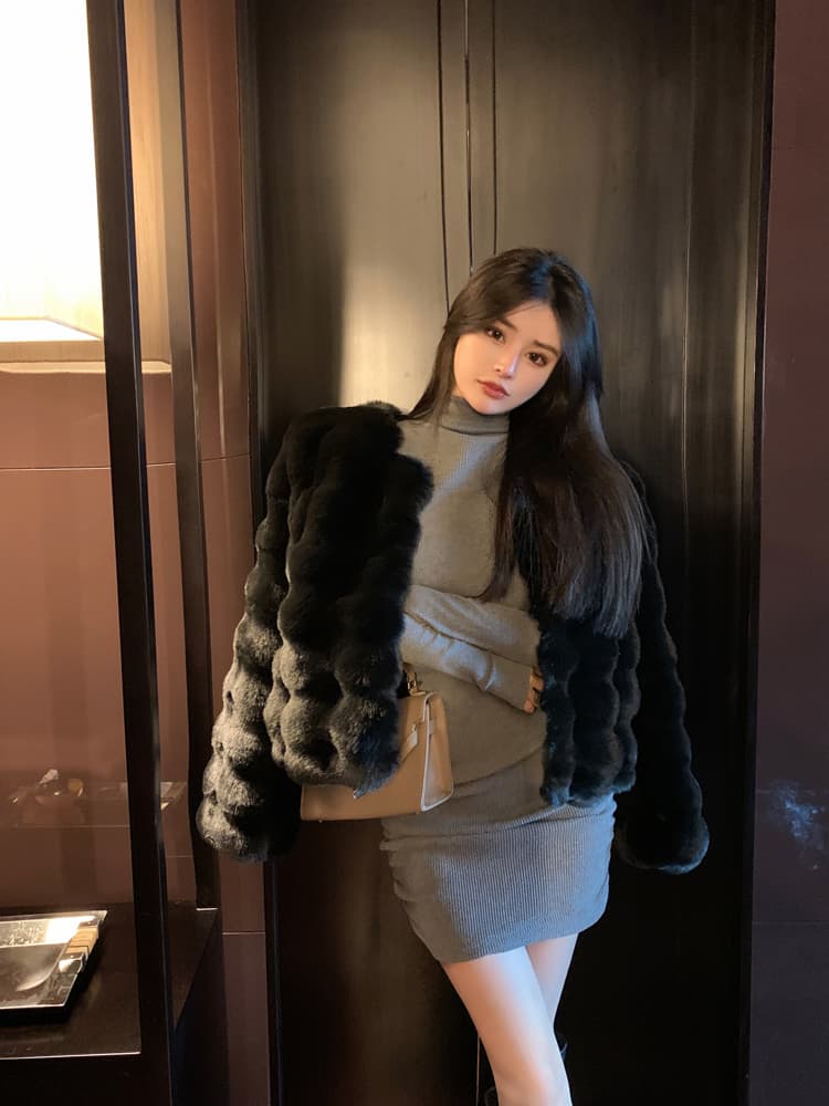 실사 겨울 새로운 미니멀리즘 한국 스타일 다용도 모방 렉스 토끼 털 코트 수달 털털 쇼트 스타일 모조 모피 여성 코트 상세 이미지 19