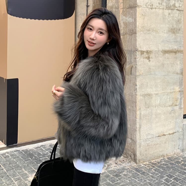 환경 보호 모피 와니 안 오대 여우털 겨울 모피 재킷 새로운 작은 키 영 모피 코트 이미지 3