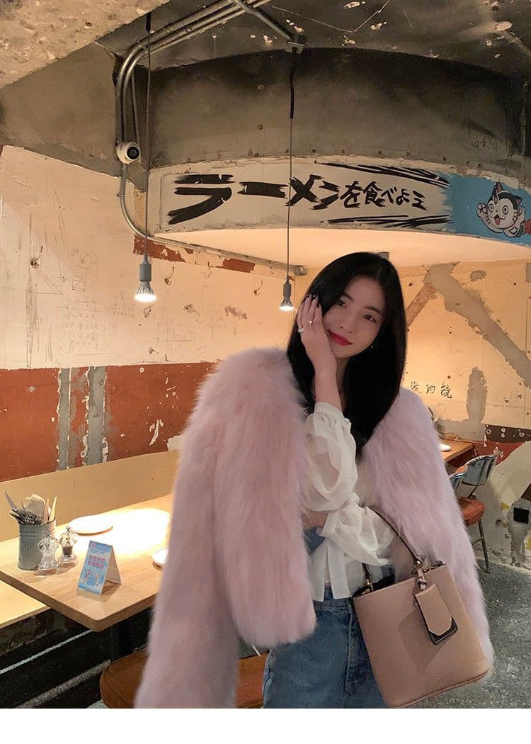 환경 보호 모피 와니 안 오대 여우털 겨울 모피 재킷 새로운 작은 키 영 모피 코트 상세 이미지 28