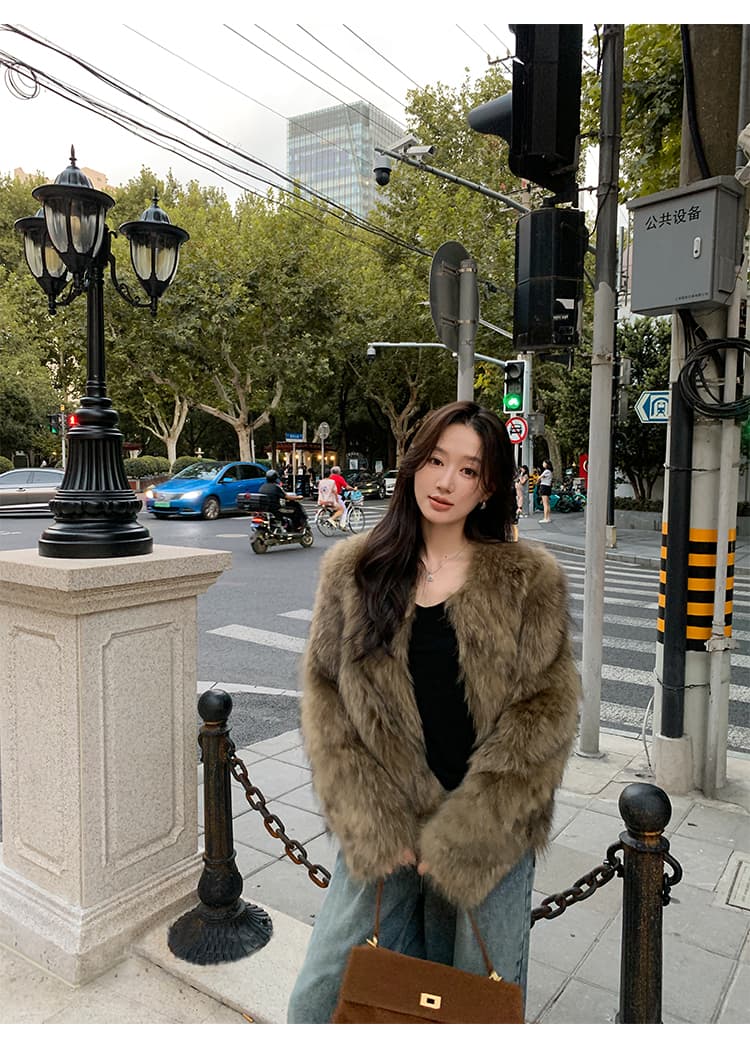 지아 지아 모피 와니 안 중년 환경 보호 너구리 모피 모피 코트 쇼트 스타일 겨울 슬림해 보이는 모피 여성 코트 상세 이미지 9