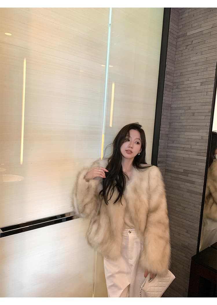 지아 지아 모피 와니 안 중년 환경 보호 너구리 모피 모피 코트 쇼트 스타일 겨울 슬림해 보이는 모피 여성 코트 상세 이미지 12