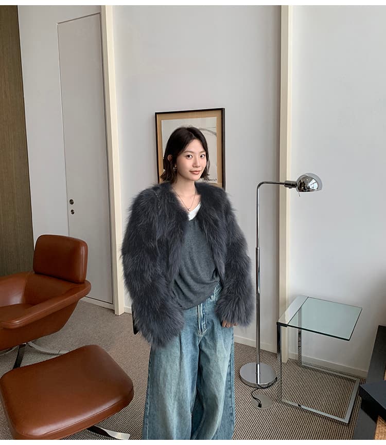 지아 지아 모피 와니 안 중년 환경 보호 너구리 모피 모피 코트 쇼트 스타일 겨울 슬림해 보이는 모피 여성 코트 상세 이미지 29