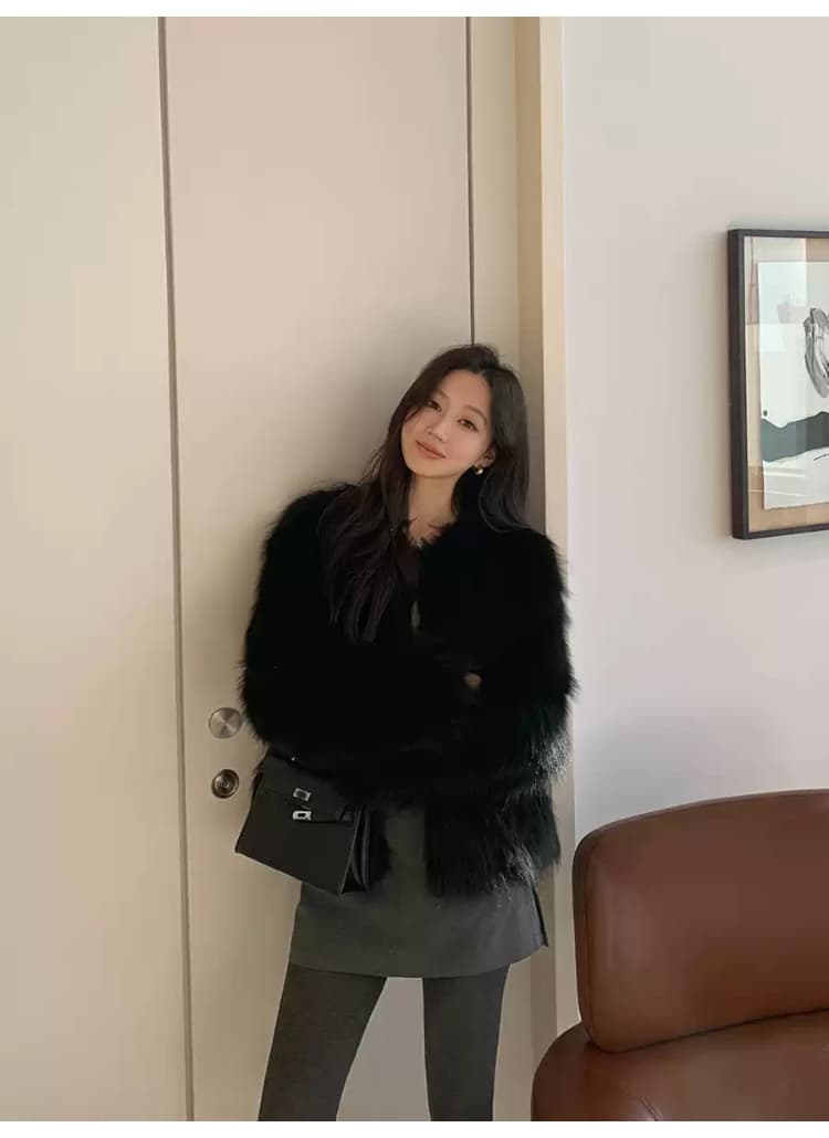 지아 지아 모피 와니 안 중년 환경 보호 너구리 모피 모피 코트 쇼트 스타일 겨울 슬림해 보이는 모피 여성 코트 상세 이미지 31