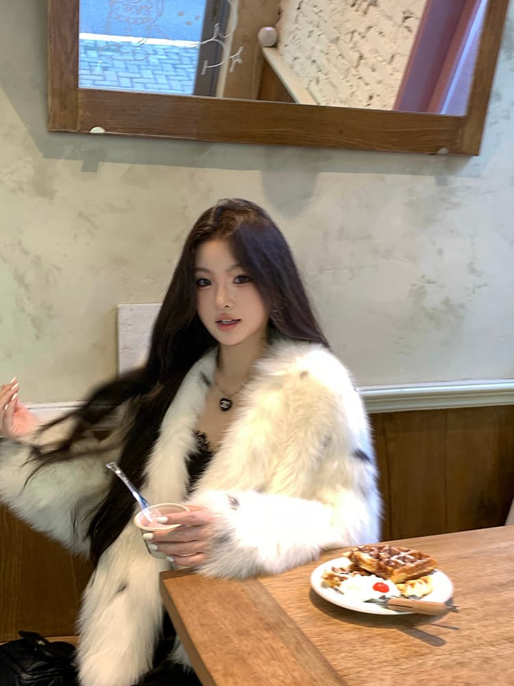 뮌헨 환경 보호 가져 오기 여우털 모피 쇼트 스타일 작은 키 겨울 영 레오파드 무늬 모방 모피 여성 코트 상세 이미지 14