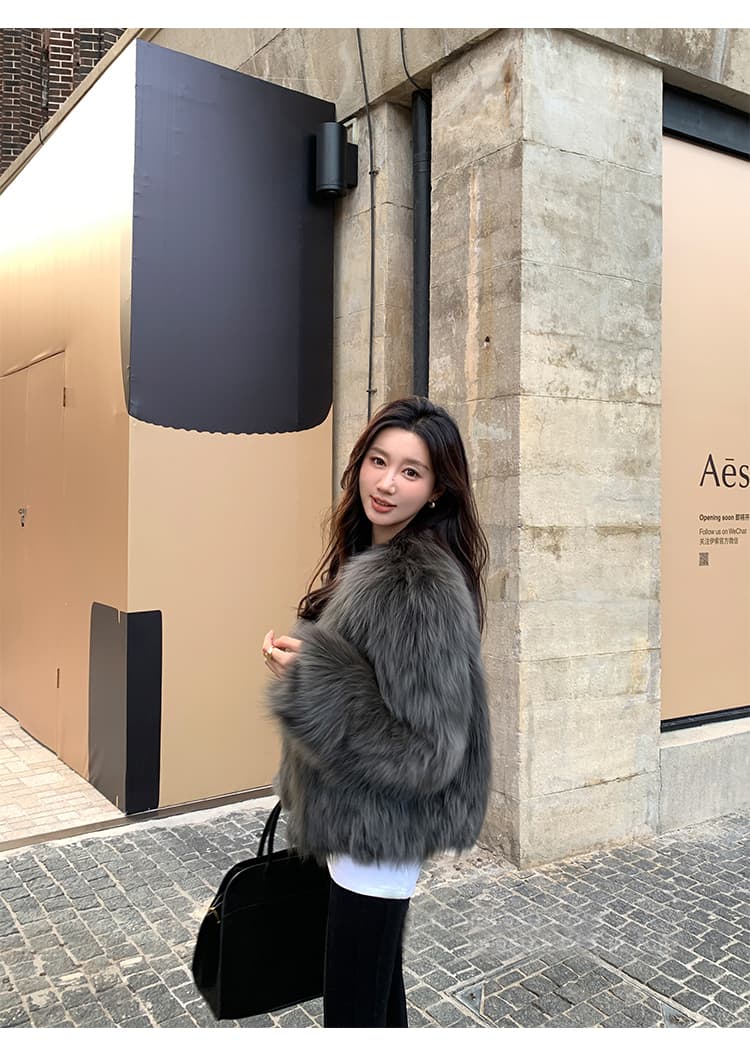 겨울 환경 보호 토스카 Na 작은 키 한국 스타일 모방 여우털 모피 여성 코트 새로운 영 모피 코트 상세 이미지 27