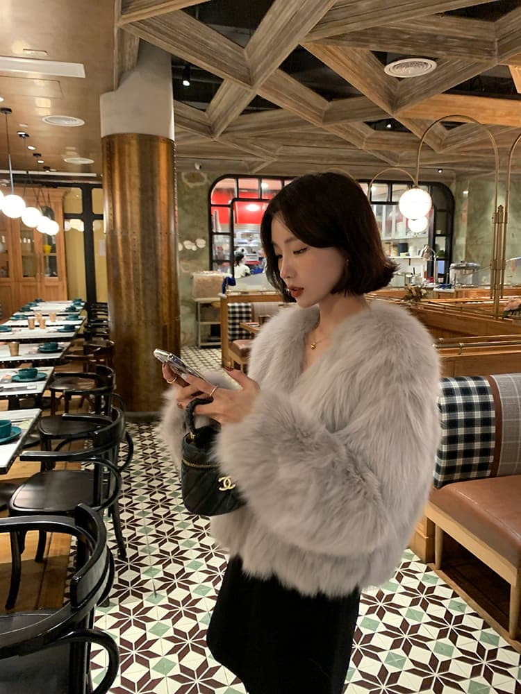 겨울 환경 보호 토스카 Na 작은 키 한국 스타일 모방 여우털 모피 여성 코트 새로운 영 모피 코트 상세 이미지 37