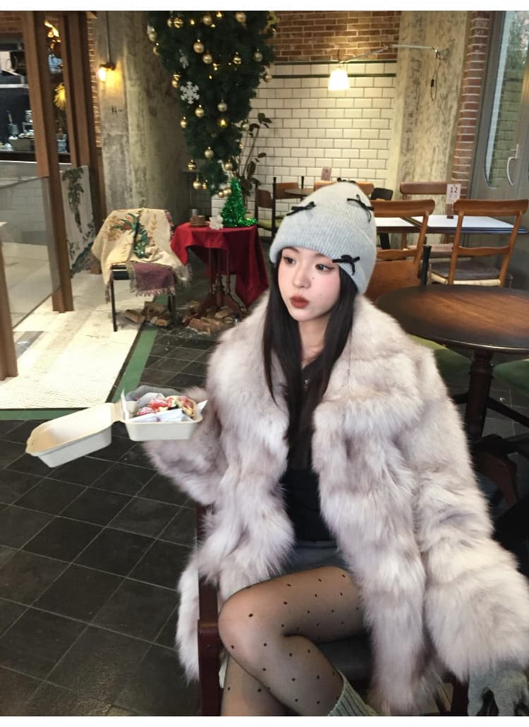 고급 모방 여우털 모피 여성 겨울 패션 새로운 더블 색상 점진적 염색 고유 한 환경 보호 모피 재킷 두꺼움 코트 상세 이미지 38