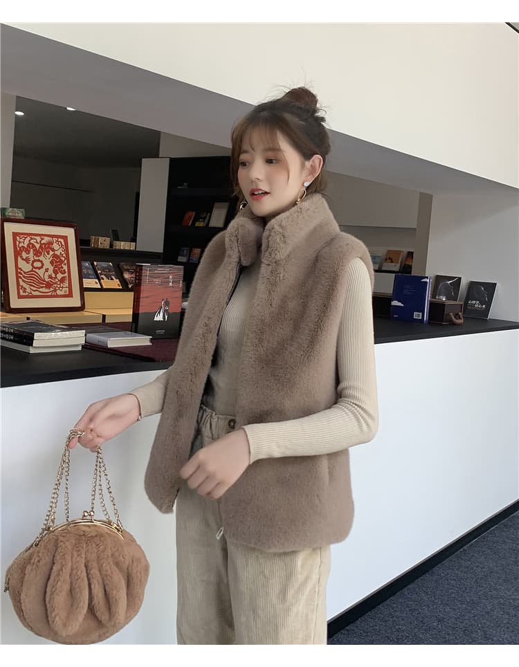 가을 겨울 새로운 모피 조끼 여자 모방 쇼트 스타일 다용도 모피 어깨 ins 한국 스타일 재킷 트렌디 미니멀리즘 백 조끼 상세 이미지 14