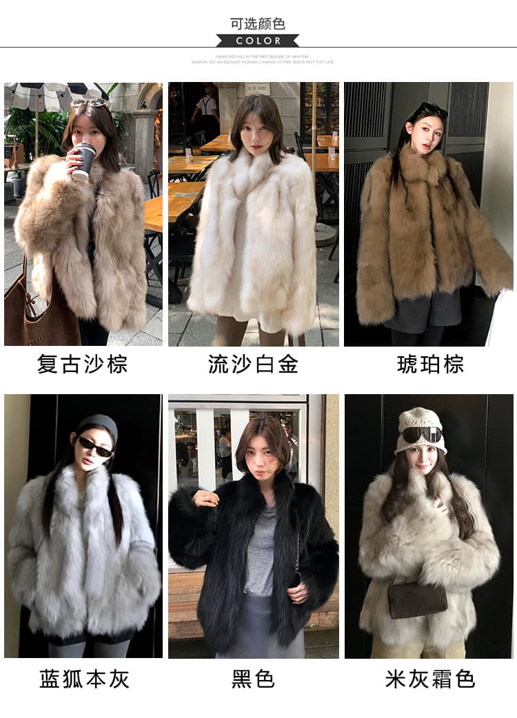 coco 모피 부유 한 가족 천 골드 핀란드 가져 오기 환경 보호 전체 가죽 여우털 서리 색 후광 염색 모피 재킷 새로운 상세 이미지 4