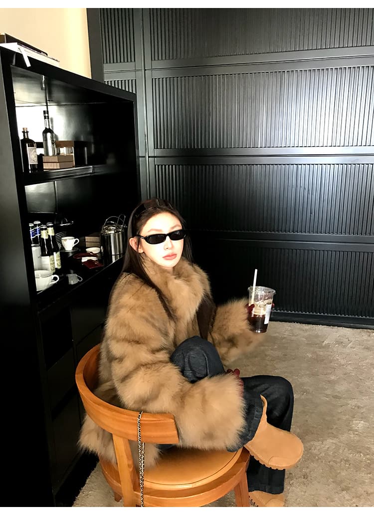 coco 모피 부유 한 가족 천 골드 핀란드 가져 오기 환경 보호 전체 가죽 여우털 서리 색 후광 염색 모피 재킷 새로운 상세 이미지 24