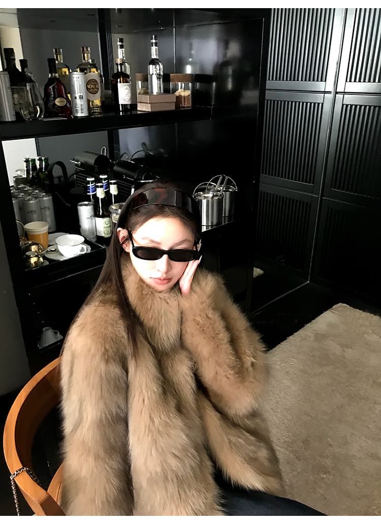 coco 모피 부유 한 가족 천 골드 핀란드 가져 오기 환경 보호 전체 가죽 여우털 서리 색 후광 염색 모피 재킷 새로운 상세 이미지 25