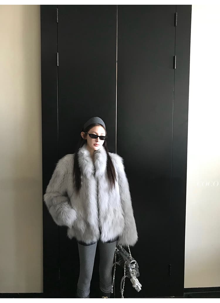 coco 모피 부유 한 가족 천 골드 핀란드 가져 오기 환경 보호 전체 가죽 여우털 서리 색 후광 염색 모피 재킷 새로운 상세 이미지 27