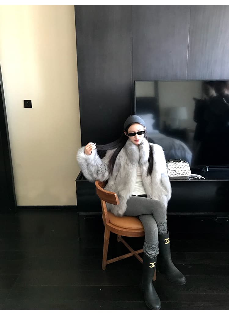 coco 모피 부유 한 가족 천 골드 핀란드 가져 오기 환경 보호 전체 가죽 여우털 서리 색 후광 염색 모피 재킷 새로운 상세 이미지 31