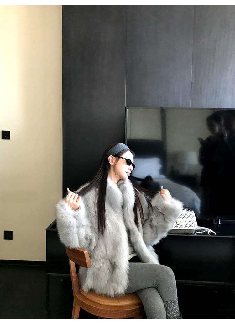 coco 모피 부유 한 가족 천 골드 핀란드 가져 오기 환경 보호 전체 가죽 여우털 서리 색 후광 염색 모피 재킷 새로운 상세 이미지 32
