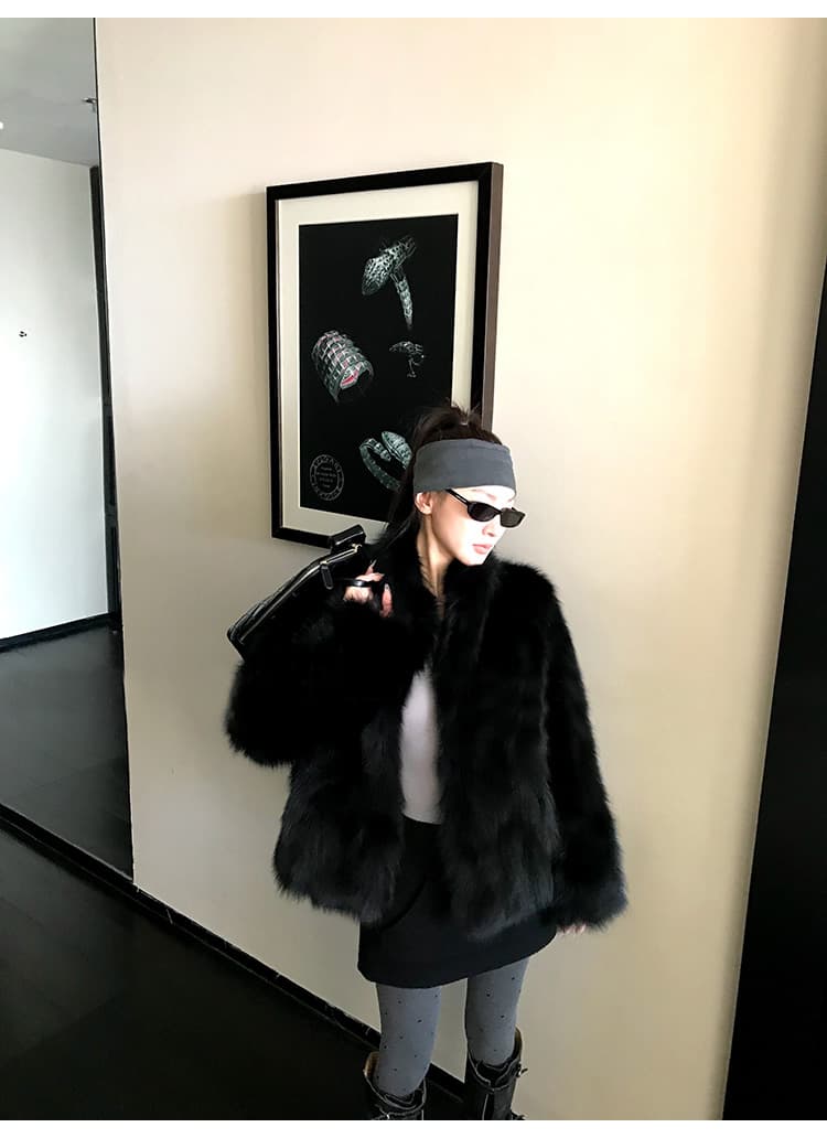 coco 모피 부유 한 가족 천 골드 핀란드 가져 오기 환경 보호 전체 가죽 여우털 서리 색 후광 염색 모피 재킷 새로운 상세 이미지 35