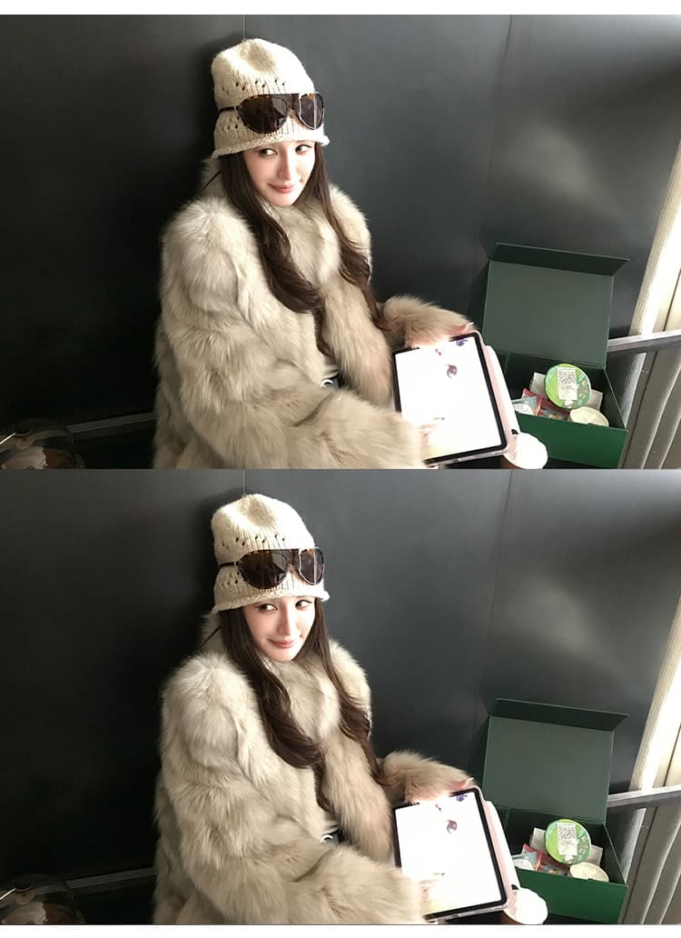coco 모피 부유 한 가족 천 골드 핀란드 가져 오기 환경 보호 전체 가죽 여우털 서리 색 후광 염색 모피 재킷 새로운 상세 이미지 40