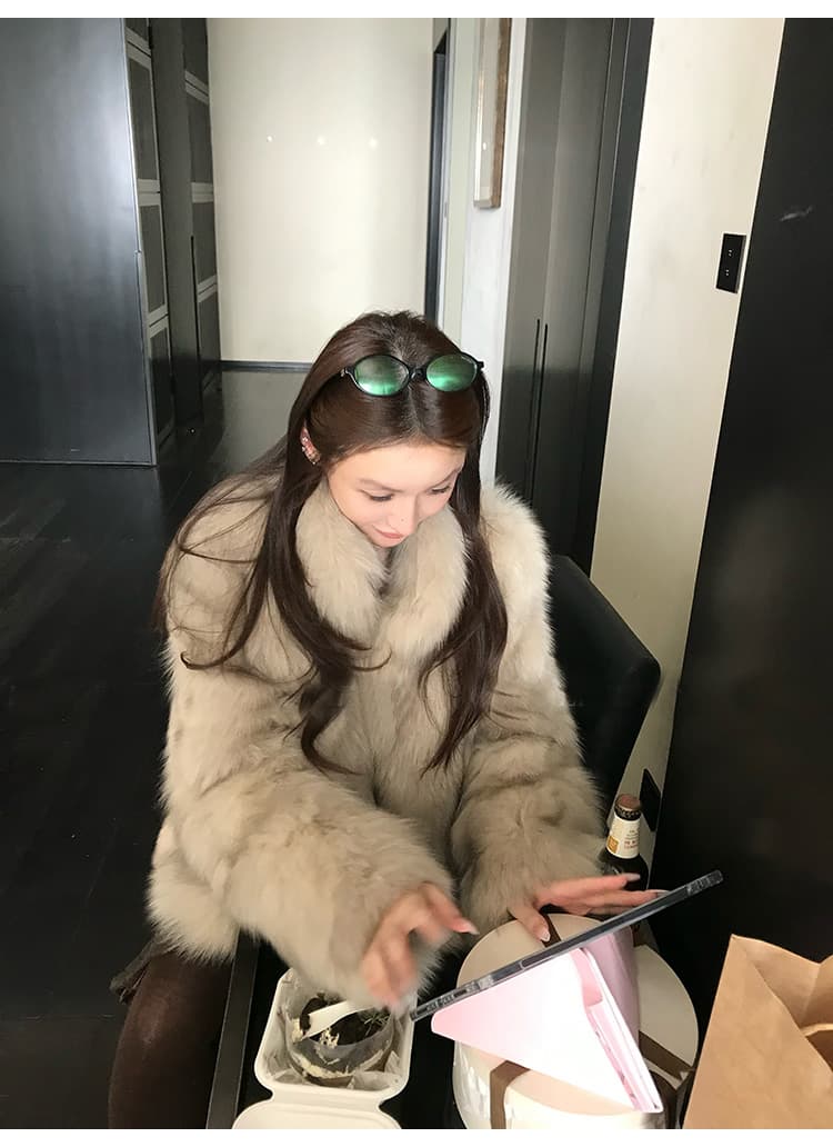coco 모피 부유 한 가족 천 골드 핀란드 가져 오기 환경 보호 전체 가죽 여우털 서리 색 후광 염색 모피 재킷 새로운 상세 이미지 44