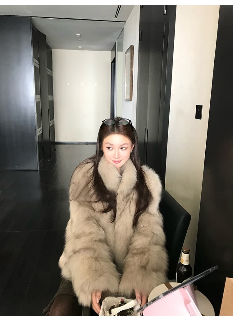 coco 모피 부유 한 가족 천 골드 핀란드 가져 오기 환경 보호 전체 가죽 여우털 서리 색 후광 염색 모피 재킷 새로운 상세 이미지 45