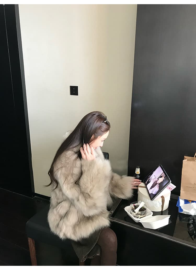 coco 모피 부유 한 가족 천 골드 핀란드 가져 오기 환경 보호 전체 가죽 여우털 서리 색 후광 염색 모피 재킷 새로운 상세 이미지 46