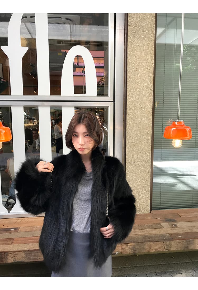 겨울 한국 스타일 가져 오기 전체 가죽 모방 여우털 스탠드 칼라 헤일로 염색 환경 보호 모피 새로운 재킷 부유 한 가족 천 골드 상세 이미지 35