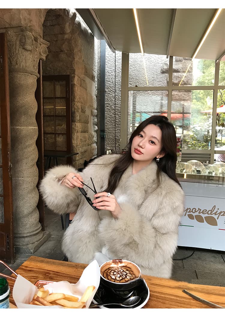 겨울 한국 스타일 가져 오기 전체 가죽 모방 여우털 스탠드 칼라 헤일로 염색 환경 보호 모피 새로운 재킷 부유 한 가족 천 골드 상세 이미지 41