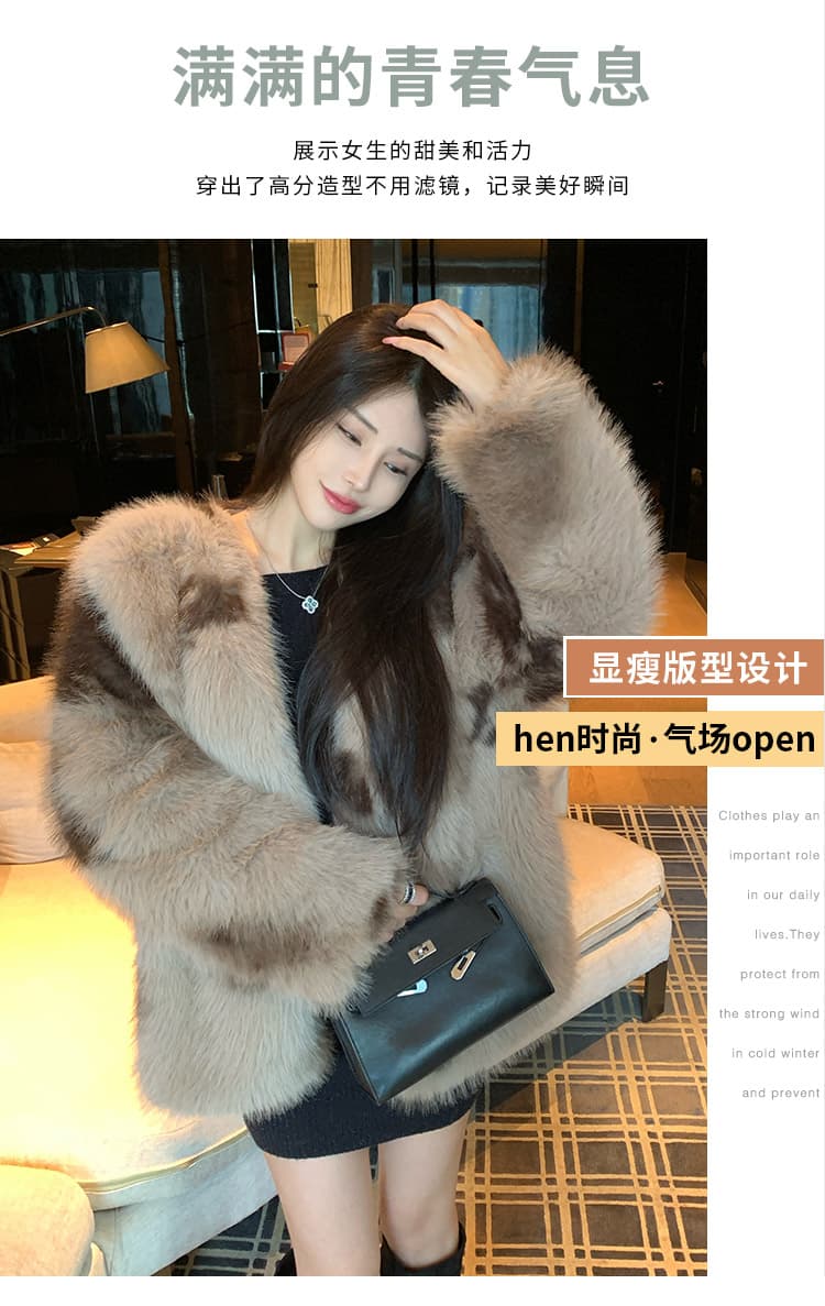 실사 인간 다 가지고있다 환경 보호 모피 핀란드 가져 오기 모방 여우털 배 털 모피 중간 길이 여성 코트 상세 이미지 3