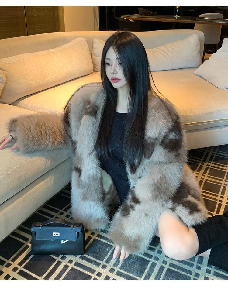 실사 인간 다 가지고있다 환경 보호 모피 핀란드 가져 오기 모방 여우털 배 털 모피 중간 길이 여성 코트 상세 이미지 18