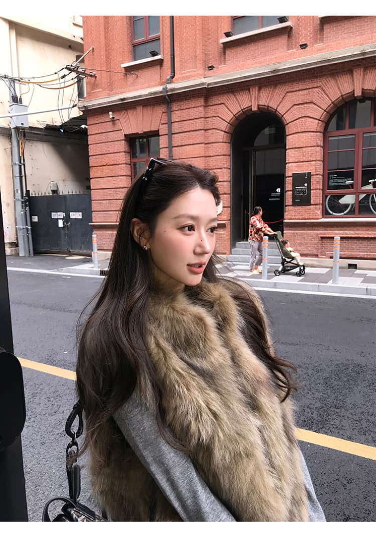 한국 스타일 환경 보호 여우털 조끼 영 섹션 모피 조끼 여자 겨울 새로운 민소매 조끼 모방 모피 재킷 상세 이미지 8