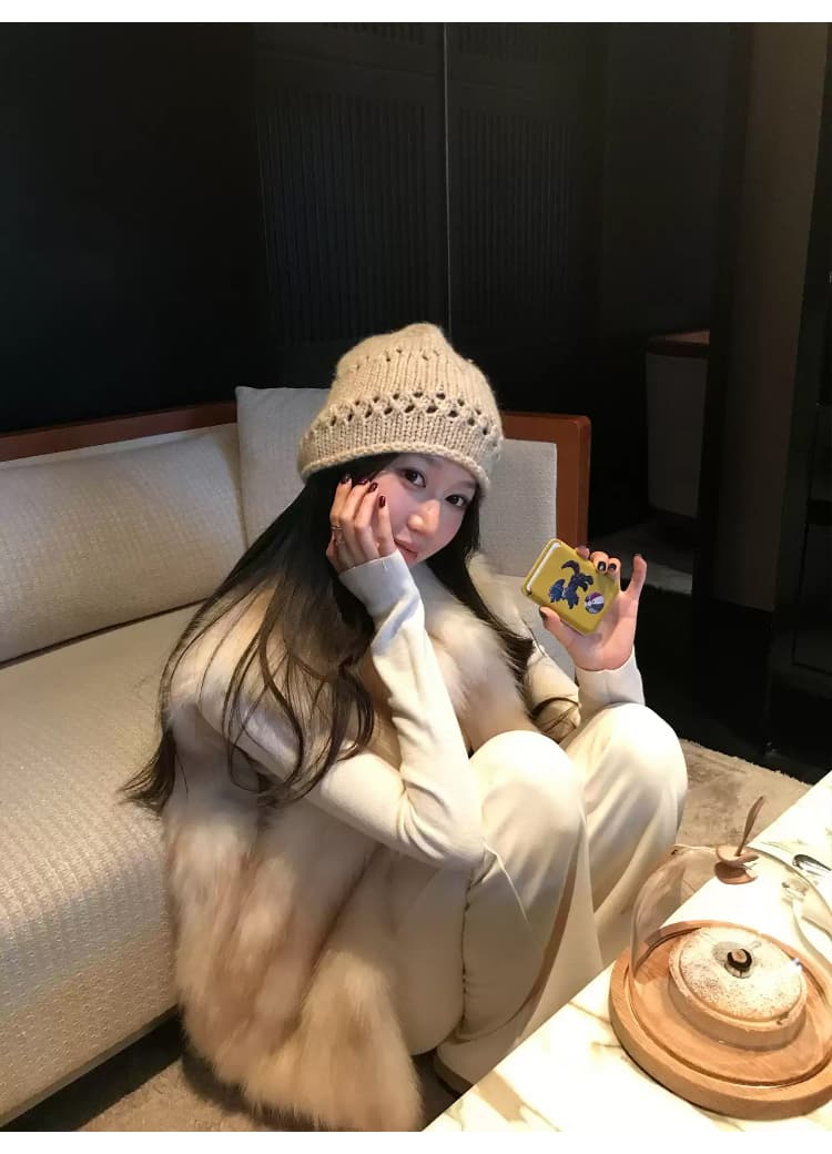 한국 스타일 환경 보호 여우털 조끼 영 섹션 모피 조끼 여자 겨울 새로운 민소매 조끼 모방 모피 재킷 상세 이미지 15