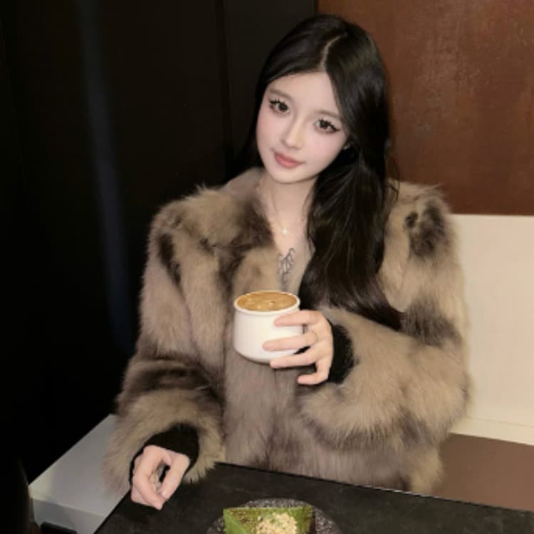 빅토리아 3.0 전체 가죽 배 털 가져 오기 모방 여우털 모피 여성 코트 헤일로 염색 환경 보호 모피 재킷